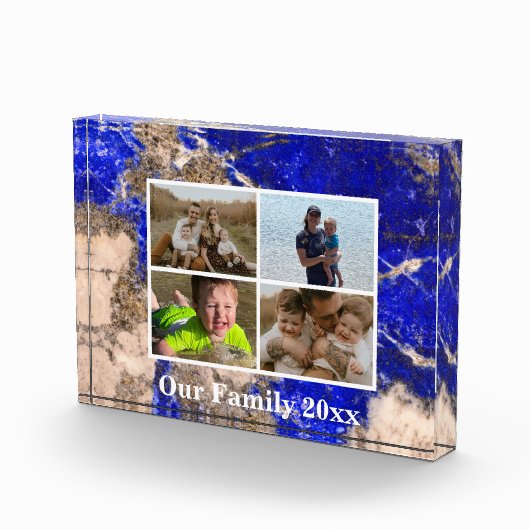 Abstracte moderne Lapis Lazuli Blue Granite marmer Fotoblokken (Rechts)