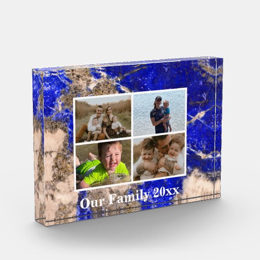 Abstracte moderne Lapis Lazuli Blue Granite marmer Fotoblokken (Links)