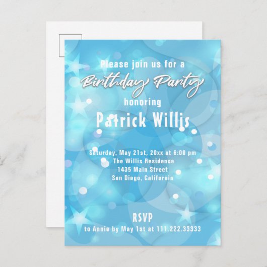 Abstracte moderne lichtblauwe feestdag briefkaart (Voorkant / Achterkant)