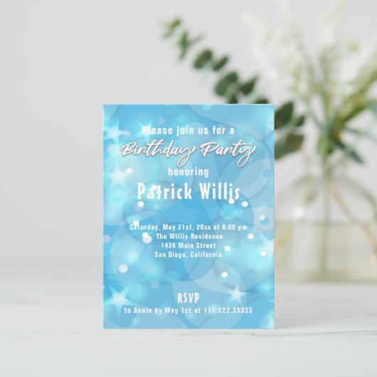 Abstracte moderne lichtblauwe feestdag briefkaart (Staand voorkant)