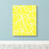 Abstracte Moderne Lijn Kunst in Geel | Artsy Canvas Afdruk (Insitu (Houten vloer))
