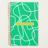 Abstracte Moderne Lijn Kunst in Groene Aangepast Planner (Voorkant)