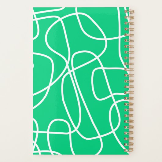 Abstracte Moderne Lijn Kunst in Groene Aangepast Planner (Achterkant)