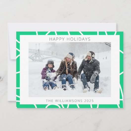 Abstracte Moderne Lijn Kunst in Groene Aangepaste  Feestdagenkaart (Voorkant)