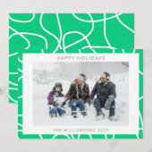 Abstracte Moderne Lijn Kunst in Groene Aangepaste  Feestdagenkaart (Voorkant / Achterkant)