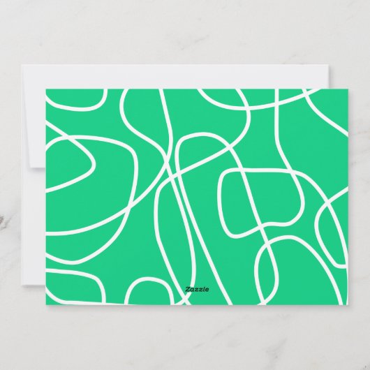 Abstracte Moderne Lijn Kunst in Groene Aangepaste  Feestdagenkaart (Achterkant)
