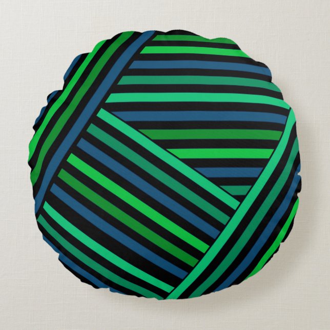 Abstracte moderne lijnen met stripe stripe gr rond kussen (Voorkant)