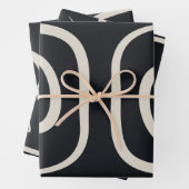 Abstracte moderne lijnen zwart-wit inpakpapier vel (In situ)