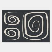 Abstracte moderne lijnen zwart-wit inpakpapier vel (Voorkant 3)