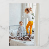 Abstracte moderne lijnkunst groen aangepaste foto folie feestdagenkaart (Achterkant)