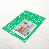 Abstracte moderne lijnkunst groen aangepaste foto folie feestdagenkaart (Gedraaid)