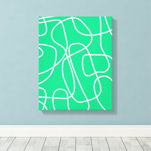 Abstracte moderne lijnkunst in groen | Artsy Canvas Afdruk (Insitu (Houten vloer))