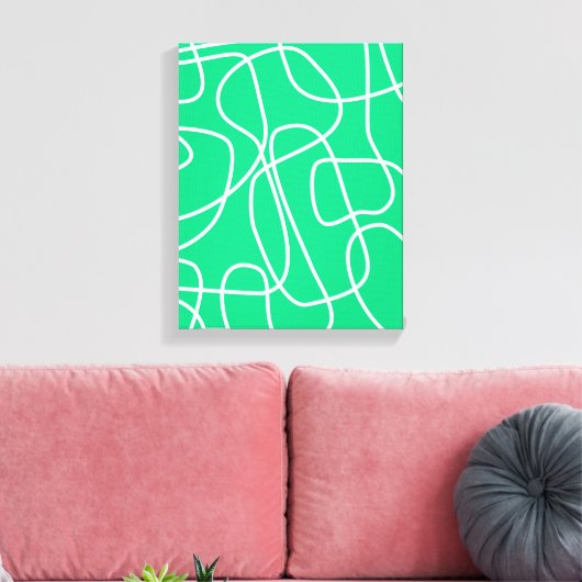 Abstracte moderne lijnkunst in groen | Artsy Canvas Afdruk (Insitu (Woonkamer))