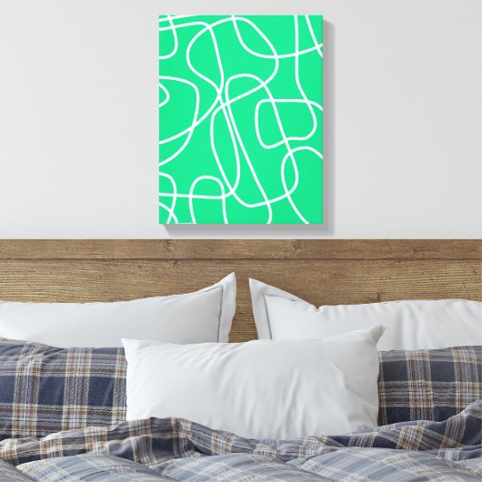 Abstracte moderne lijnkunst in groen | Artsy Canvas Afdruk (Insitu (Slaapkamer))