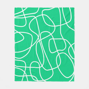 Abstracte moderne lijnkunst in groen Kute Fleece Deken