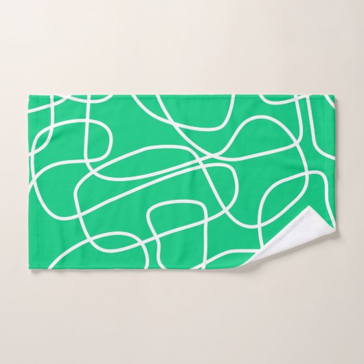 Abstracte moderne lijnkunst in groene klauw bad handdoek (Handdoek)