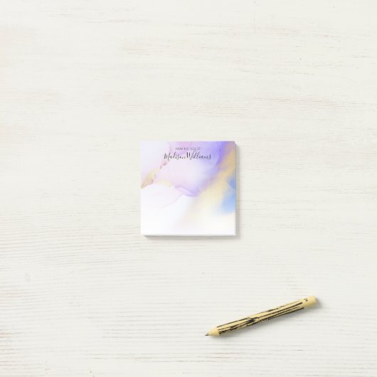 Abstracte moderne Lila Waterverf Verf Aangepaste n Post-it® Notes (Op bureau)