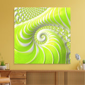 Abstracte moderne limoengroene spiraalfractaal canvas afdruk (Insitu (Woonkamer))
