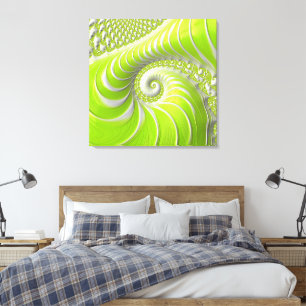 Abstracte moderne limoengroene spiraalfractaal canvas afdruk