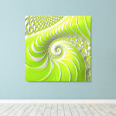 Abstracte moderne limoengroene spiraalfractaal canvas afdruk (Insitu (Houten vloer))