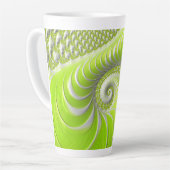 Abstracte moderne limoengroene spiraalfractaal latte mok (Linkerhoek)