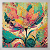 Abstracte moderne magnoliakunst poster (Voorkant)