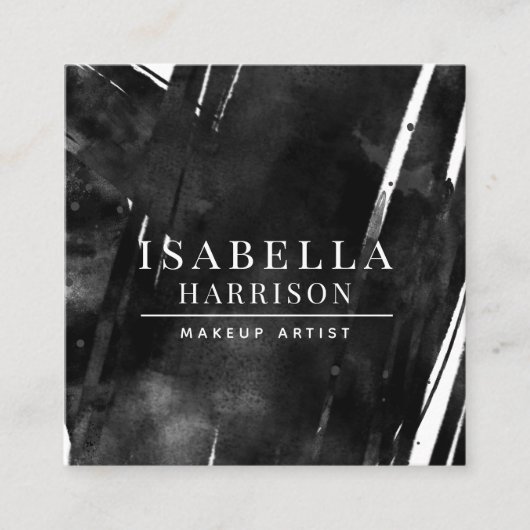 Abstracte moderne make-up artiest zwart vierkante visitekaartje (Voorkant)