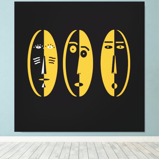 Abstracte moderne maskers canvas afdruk (Insitu (Houten vloer))