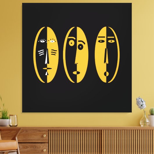 Abstracte moderne maskers canvas afdruk (Insitu (Woonkamer))