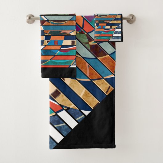 Abstracte moderne, minimale kunstlandschapsgeometr bad handdoek (Insitu)
