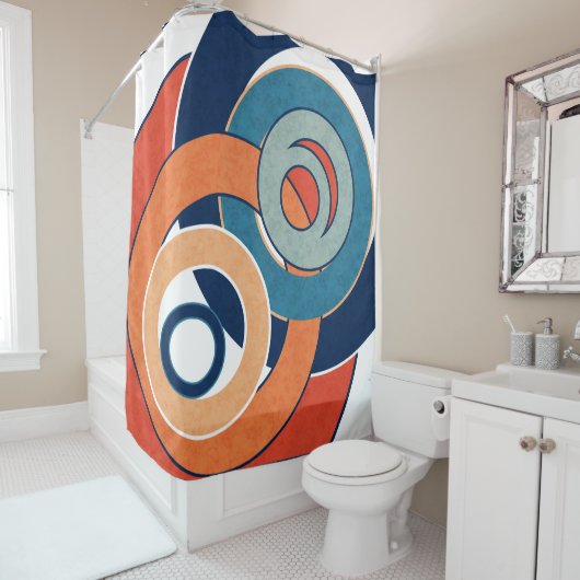 Abstracte moderne, minimale kunstlandschapsgeometr douchegordijn (In situ)