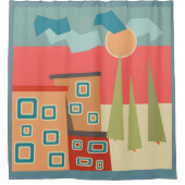 Abstracte moderne, minimale kunstlandschapsgeometr douchegordijn (Voorkant)