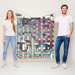 Abstracte moderne, minimale kunstlandschapsgeometr fleece deken