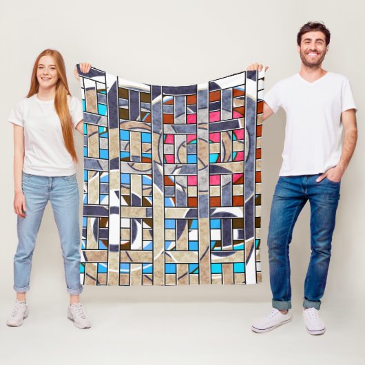 Abstracte moderne, minimale kunstlandschapsgeometr fleece deken (In situ)