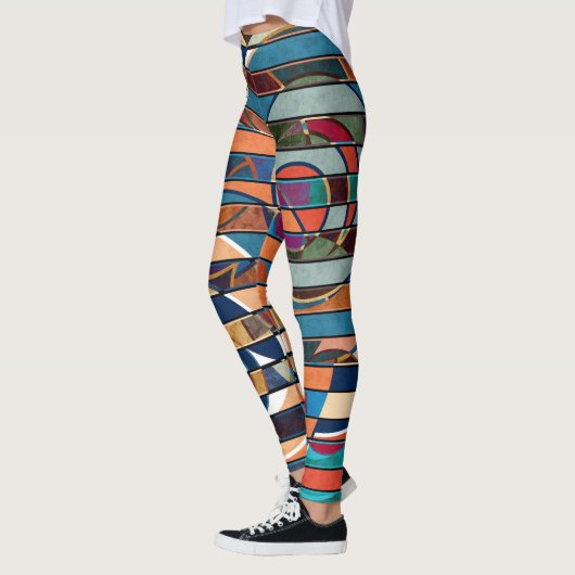 Abstracte moderne, minimale kunstlandschapsgeometr leggings (Links)