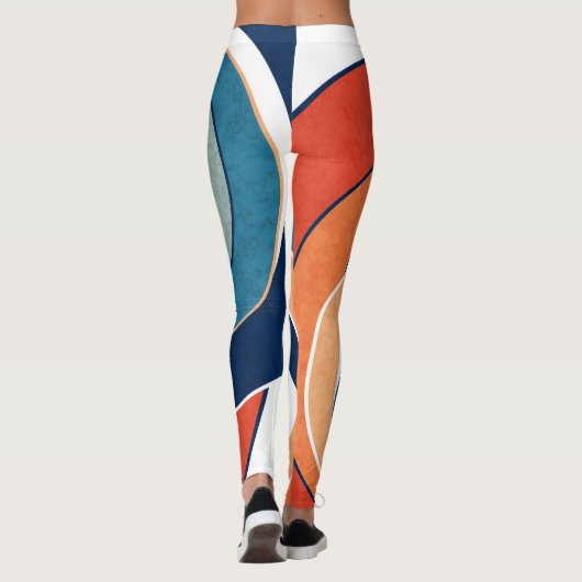 Abstracte moderne, minimale kunstlandschapsgeometr leggings (Achterkant)