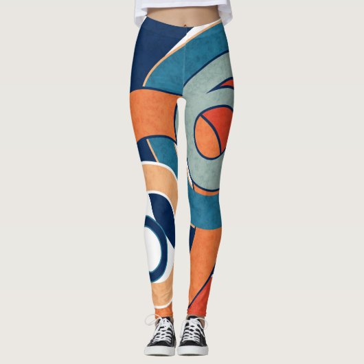 Abstracte moderne, minimale kunstlandschapsgeometr leggings (Voorkant)