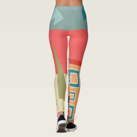 Abstracte moderne, minimale kunstlandschapsgeometr leggings (Achterkant)