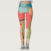Abstracte moderne, minimale kunstlandschapsgeometr leggings (Voorkant)