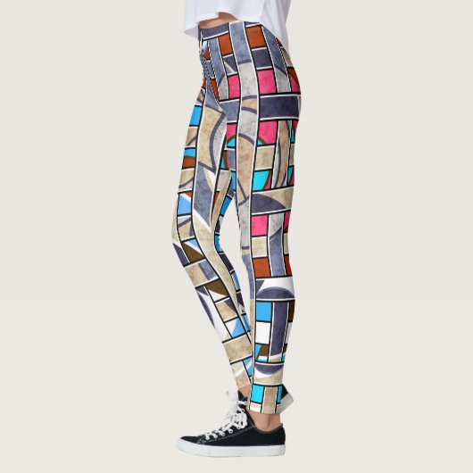 Abstracte moderne, minimale kunstlandschapsgeometr leggings (Links)