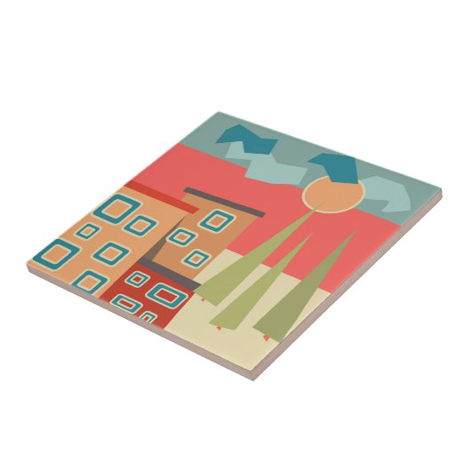 Abstracte moderne, minimale kunstlandschapsgeometr tegeltje (Zijkant)