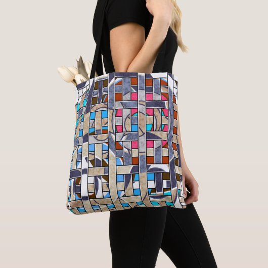 Abstracte moderne, minimale kunstlandschapsgeometr tote bag (Dichtbij)