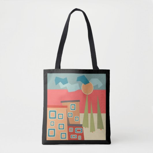 Abstracte moderne, minimale kunstlandschapsgeometr tote bag (Voorkant)