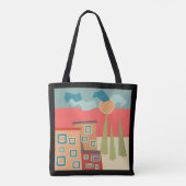Abstracte moderne, minimale kunstlandschapsgeometr tote bag (Achterkant)