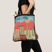 Abstracte moderne, minimale kunstlandschapsgeometr tote bag (Dichtbij)