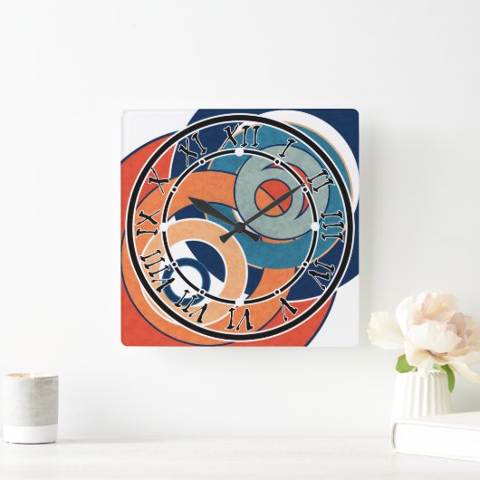 Abstracte moderne, minimale kunstlandschapsgeometr vierkante klok (Huis)