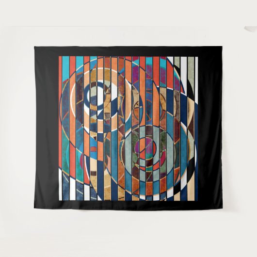 Abstracte moderne, minimale kunstlandschapsgeometr wandkleed (Voorkant (horizontaal))