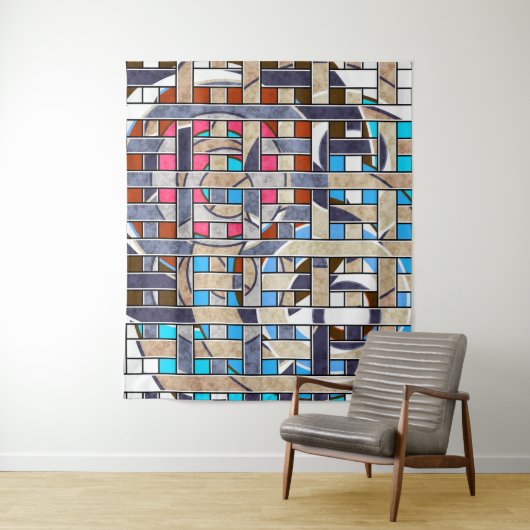 Abstracte moderne, minimale kunstlandschapsgeometr wandkleed (In situ)