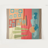 Abstracte moderne, minimale kunstlandschapsgeometr wandkleed (Voorkant (horizontaal))