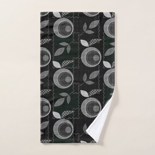 Abstracte moderne monochrome appelbladeren zwart g bad handdoek (Handdoek)